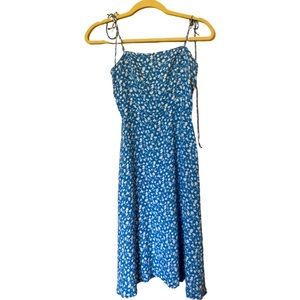 Beautiful Sky Blue Floral Reformation Dress 6 petite